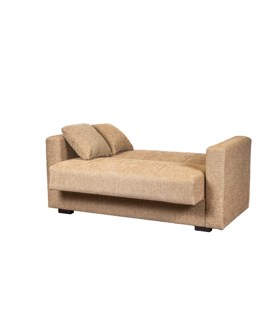 Divano letto "nora" 2 posti in tessuto beige, 155x80x87 cm